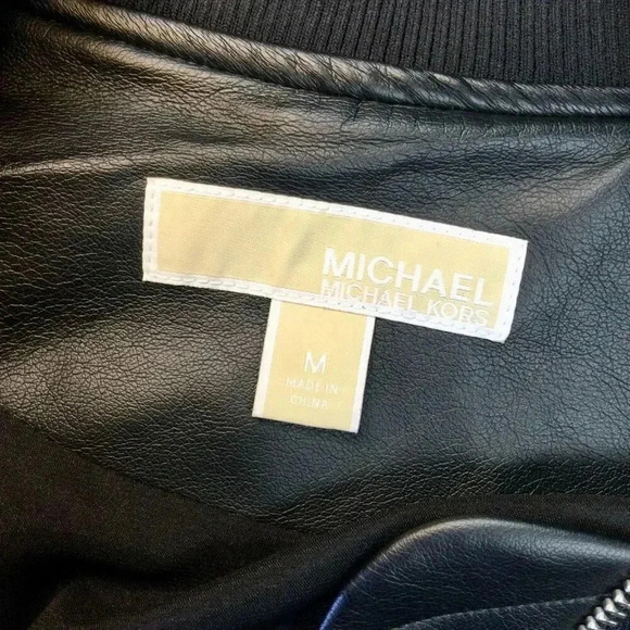 MICHAEL Michael Kors Womens Black Leather Full Zip Motorcycle Jacket Size Medium - Picture 3 of 10